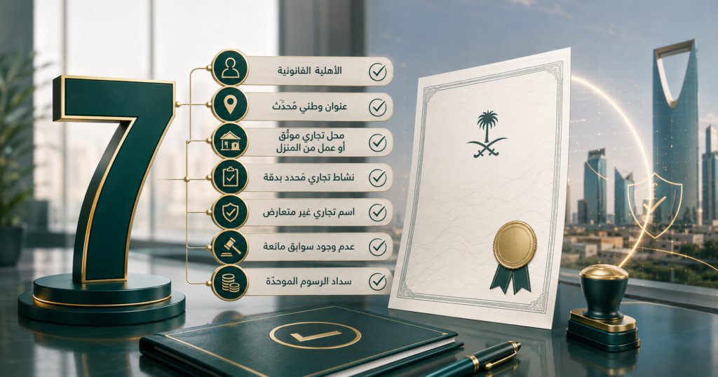 7 شروط عند فتح سجل تجاري في السعودية 2026